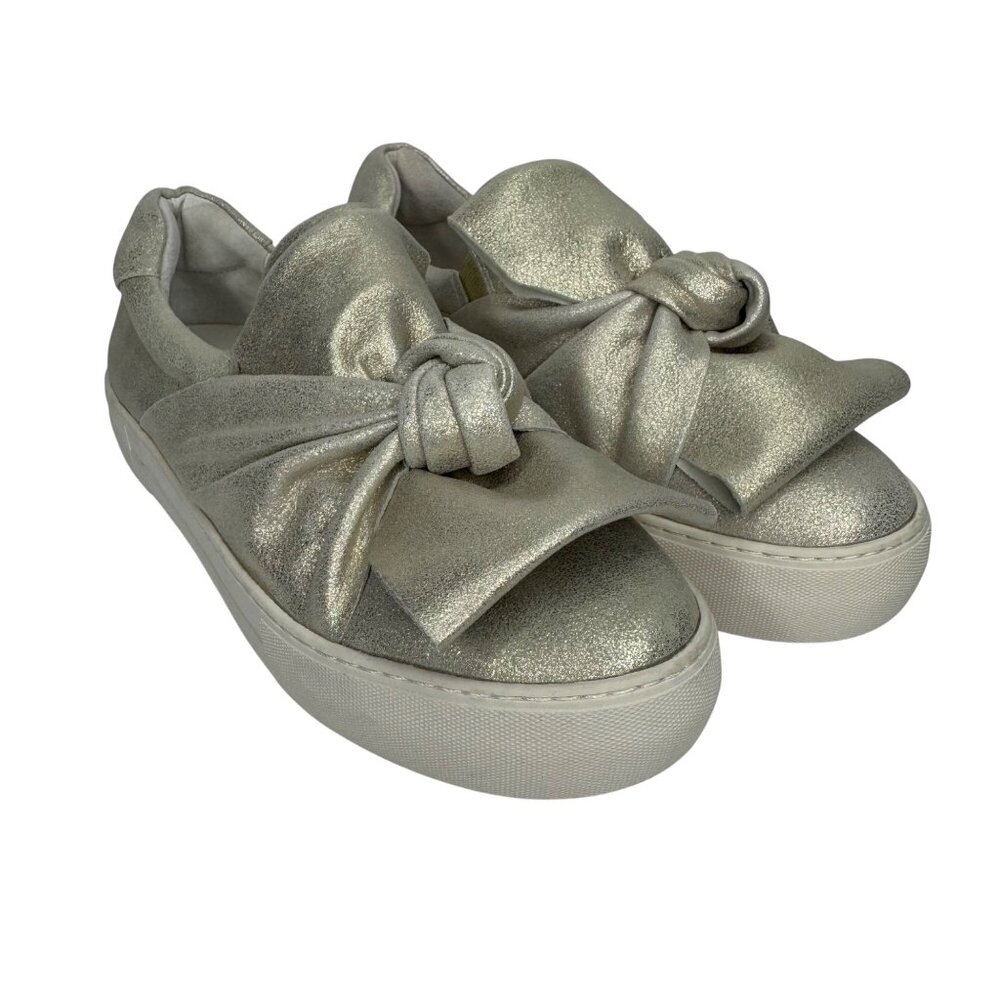 J/Slides Platform Metallic Sneakers Size‎ 7.5 Knot Bow Detail Casual Shoe